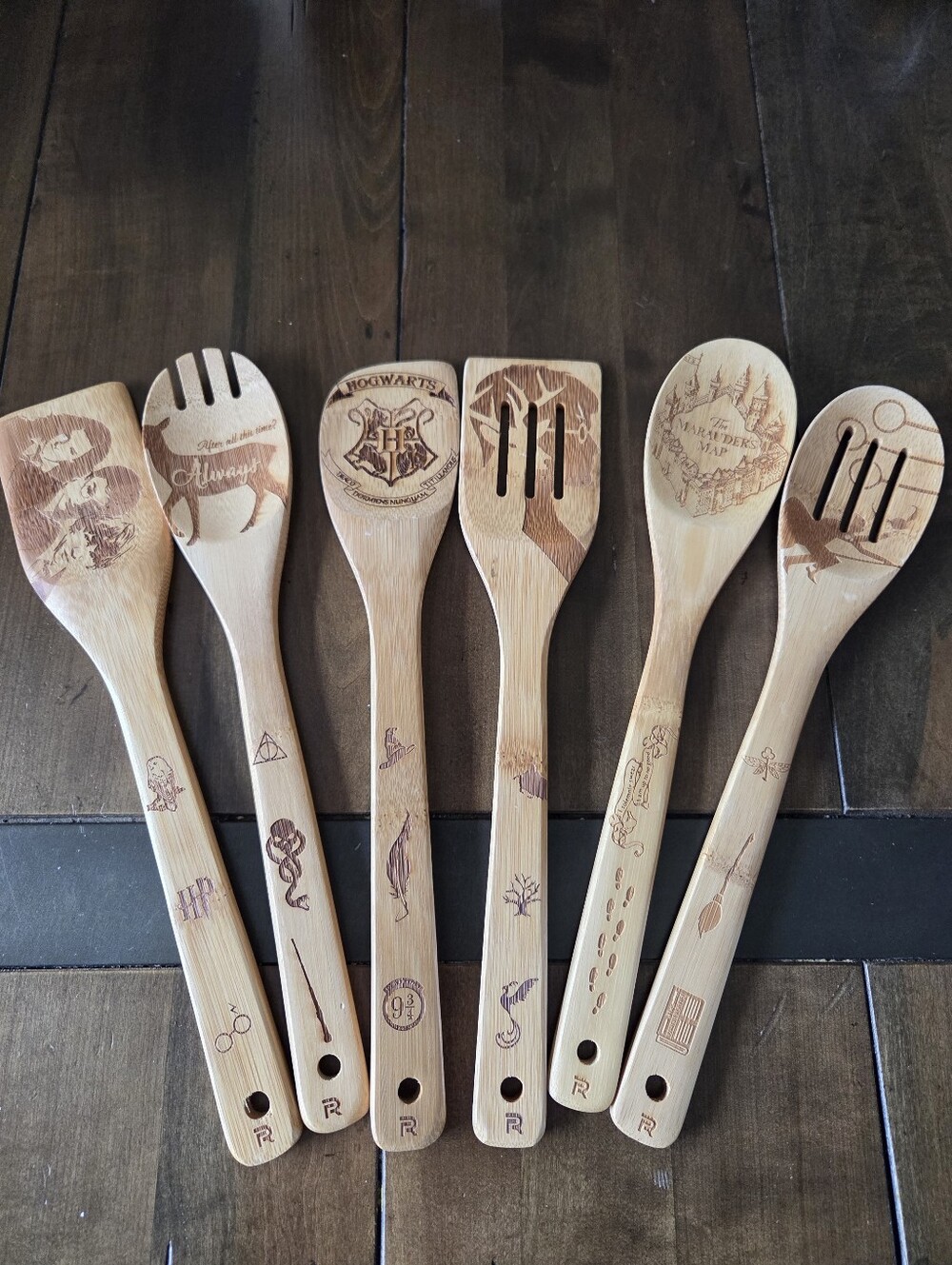 New Harry Potter Wooden Bamboo Spoon Set New Without Box